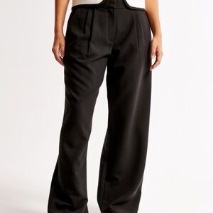 Abercrombie & Fitch Black Wide-Leg Trousers with High Waist
